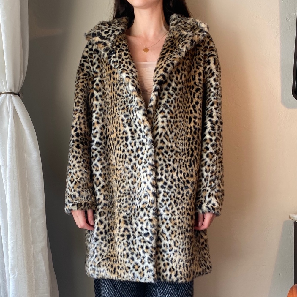 ZARA Faux Fur Leopard Print Coat